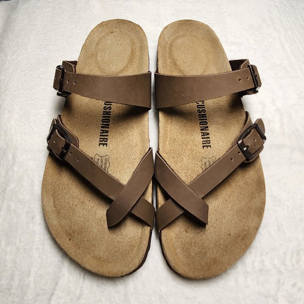 Cushionaire Womens Brown Cross-Strap Sandals